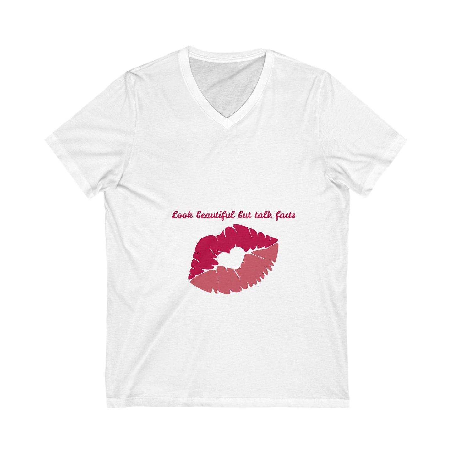 Beautiful but Factful V-Neck Tee, Funny Tee, Casual Wear, Gift for Friends, Modern Style, Unique Shirt