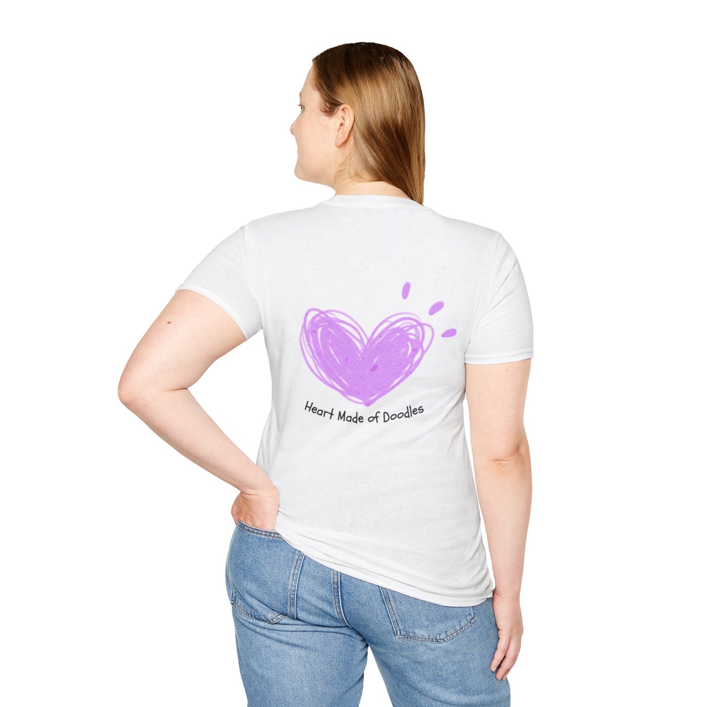 Cute Doodle Heart T-Shirt, Unisex Tee, Valentine's Gift, Softstyle T-Shirt, Casual Wear, Art Lover Apparel