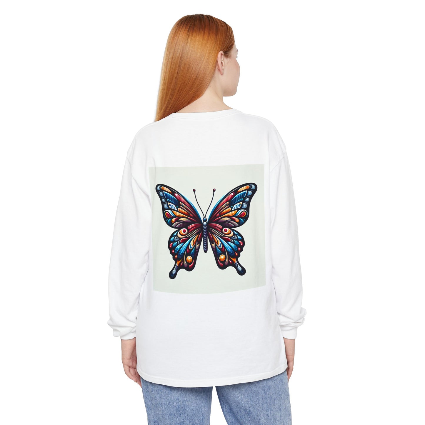 Free Spirit Butterfly Long Sleeve T-Shirt | Boho Aesthetic Tee, Gift for Nature Lovers, Relaxed Fit Top, Spring Style, Perfect for Festivals