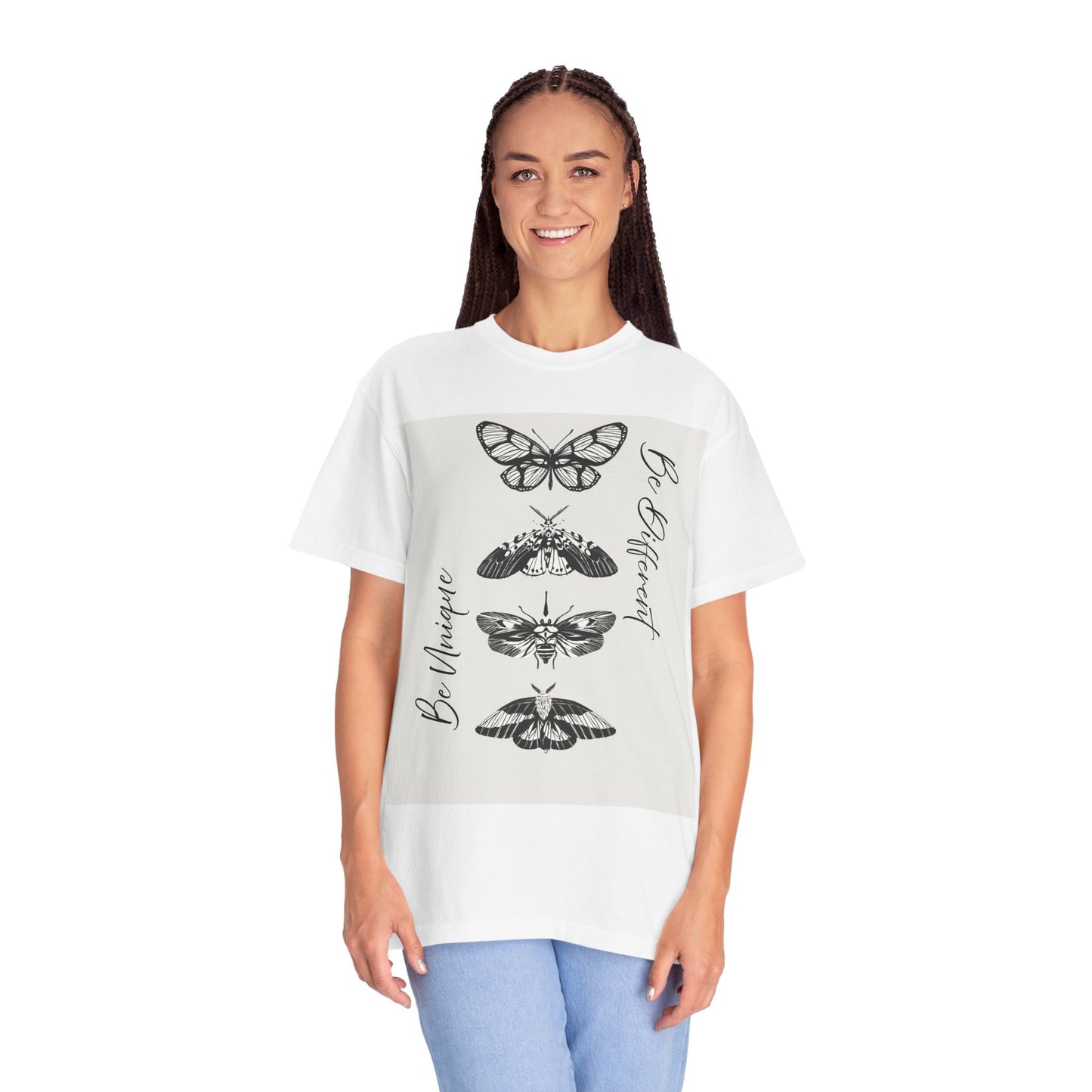 Butterfly & Floral Unisex T-shirt - Be Unique, Be Different, Nature Lover Gift, Eco-friendly Tee, Spring Outfit, Boho Style, Inspirational