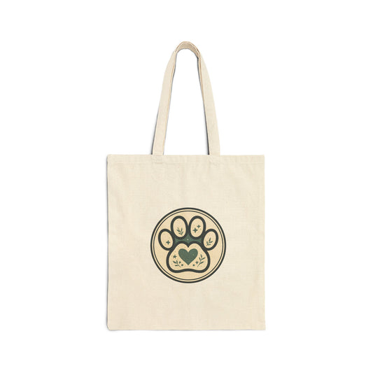 Paw-sitive Vibes Cotton Canvas Tote Bag | Dog Lover Gift, Eco-Friendly Shopper, Sustainable Bag, Pet Adoption Fundraiser, Cute Animal Tote