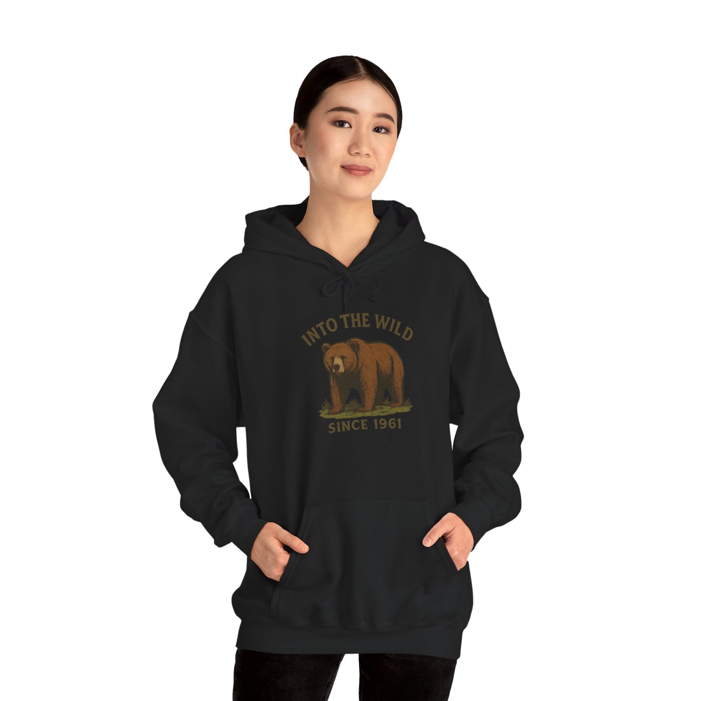 Into the Wild Bear Hoodie - Cozy Unisex Sweatshirt for Nature Lovers, Perfect Gift for Outdoor Adventures, Camping, and Wildlife Enthusiasts