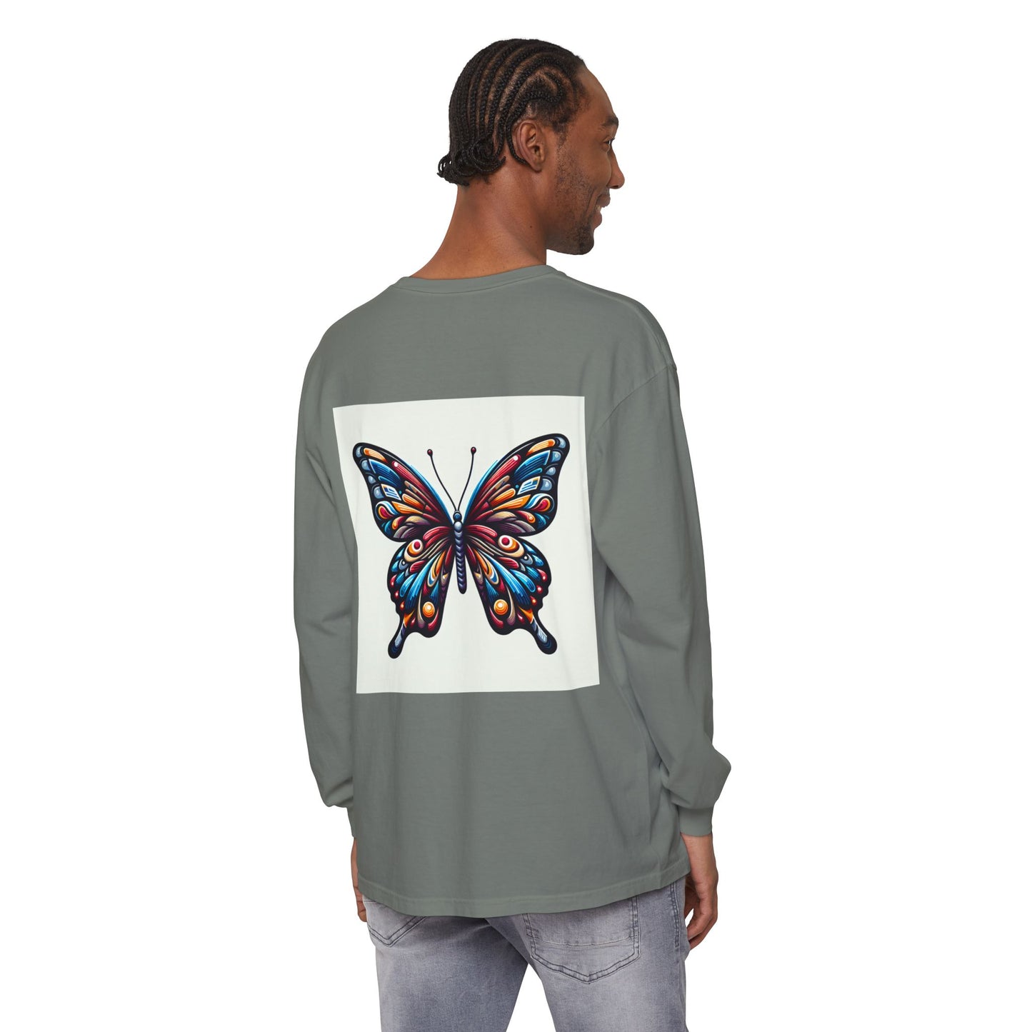 Free Spirit Butterfly Long Sleeve T-Shirt | Boho Aesthetic Tee, Gift for Nature Lovers, Relaxed Fit Top, Spring Style, Perfect for Festivals