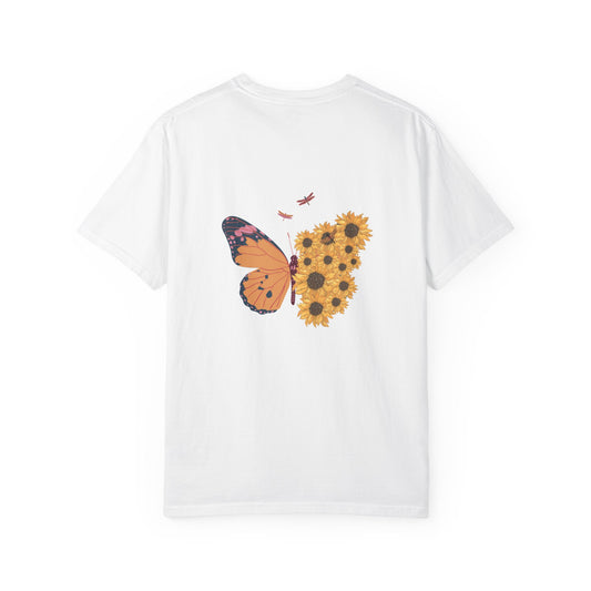 Butterfly & Floral Unisex T-shirt - Be Unique, Be Different, Nature Lover Gift, Eco-friendly Tee, Spring Outfit, Boho Style, Inspirational