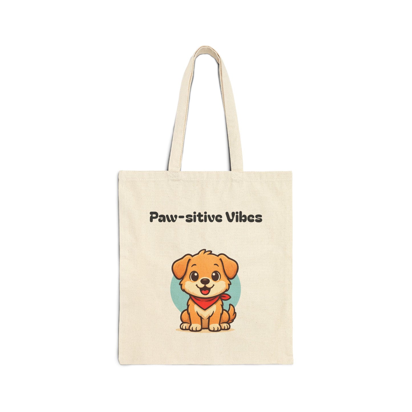 Paw-sitive Vibes Cotton Canvas Tote Bag | Dog Lover Gift, Eco-Friendly Shopper, Sustainable Bag, Pet Adoption Fundraiser, Cute Animal Tote