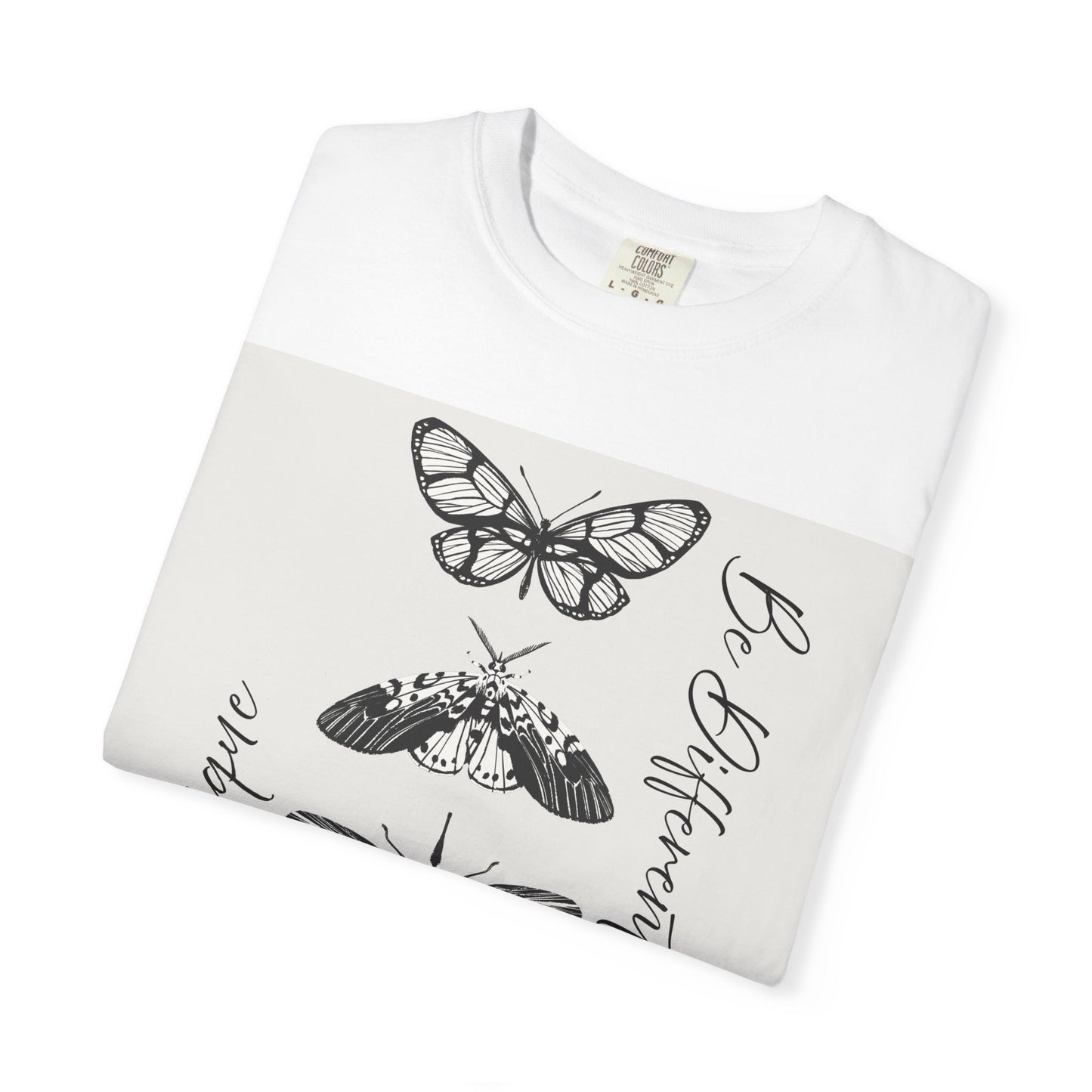 Butterfly & Floral Unisex T-shirt - Be Unique, Be Different, Nature Lover Gift, Eco-friendly Tee, Spring Outfit, Boho Style, Inspirational