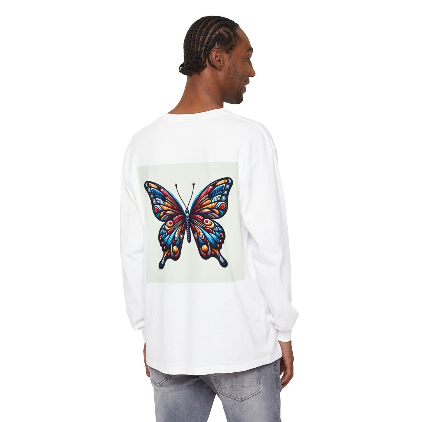 Free Spirit Butterfly Long Sleeve T-Shirt | Boho Aesthetic Tee, Gift for Nature Lovers, Relaxed Fit Top, Spring Style, Perfect for Festivals