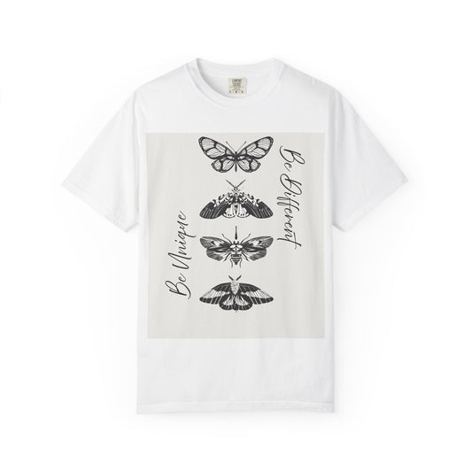 Butterfly & Floral Unisex T-shirt - Be Unique, Be Different, Nature Lover Gift, Eco-friendly Tee, Spring Outfit, Boho Style, Inspirational