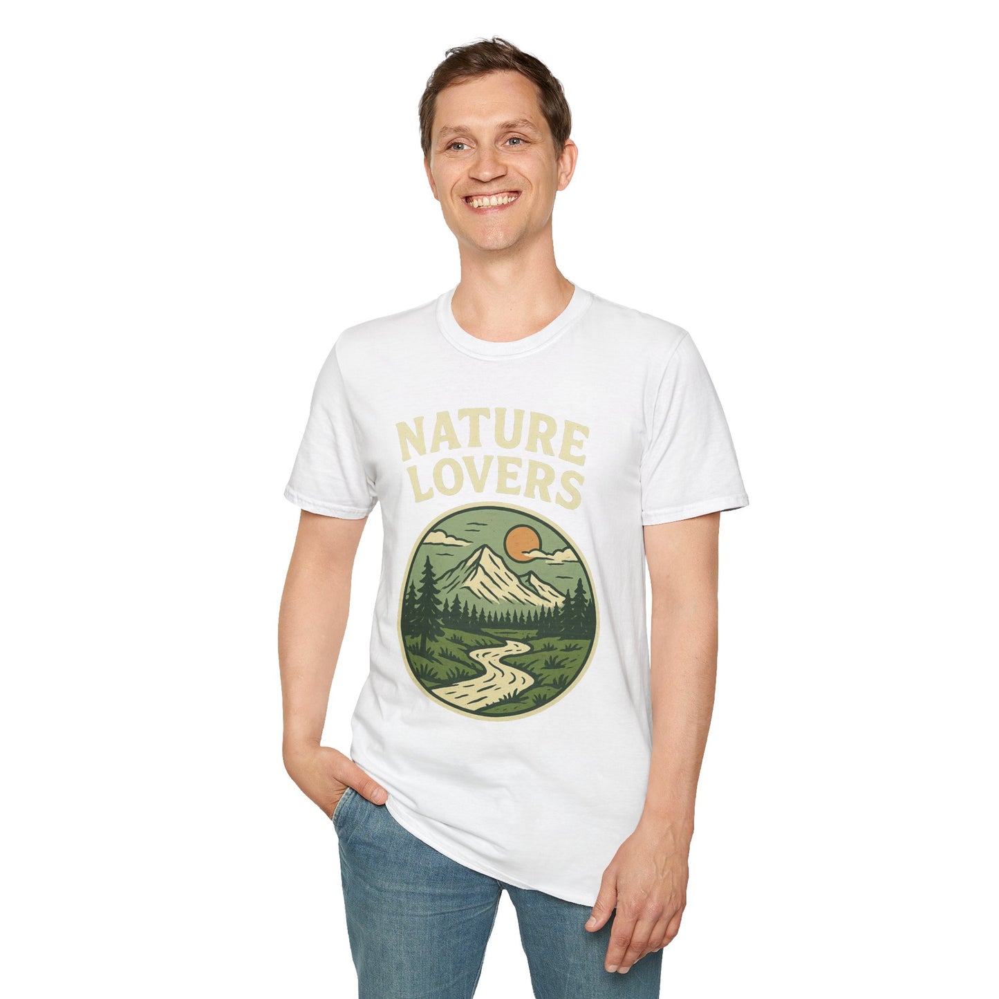 Nature Lovers Unisex Softstyle T-Shirt, Eco-Friendly, Outdoor Apparel, Gift for Nature Lovers, Hiking, Camping, Adventure Wear