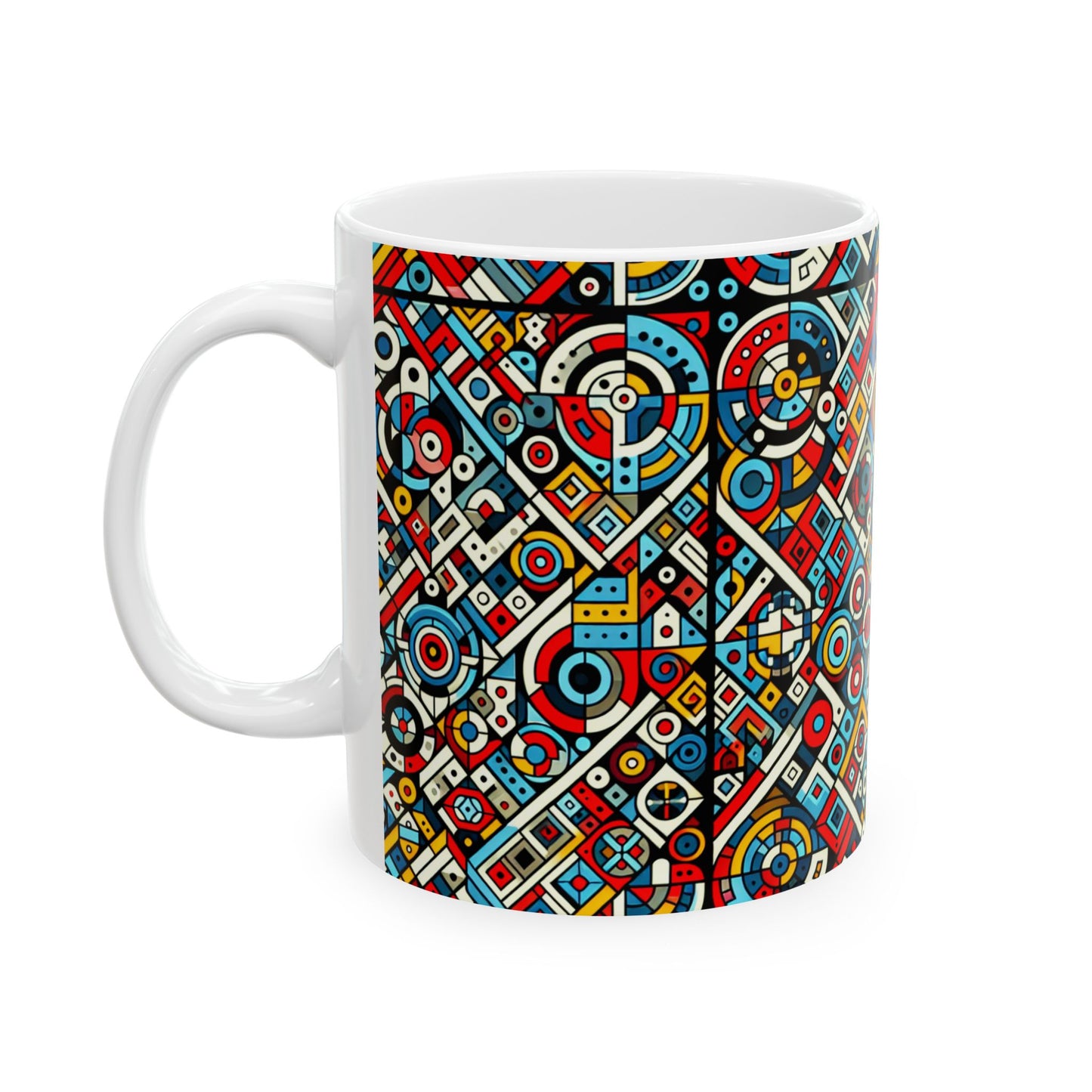 Vibrant Geometric Ceramic Mug - Colorful Coffee Cup, Unique Gift, Home Decor, Art Lover Present, Bold Drinkware