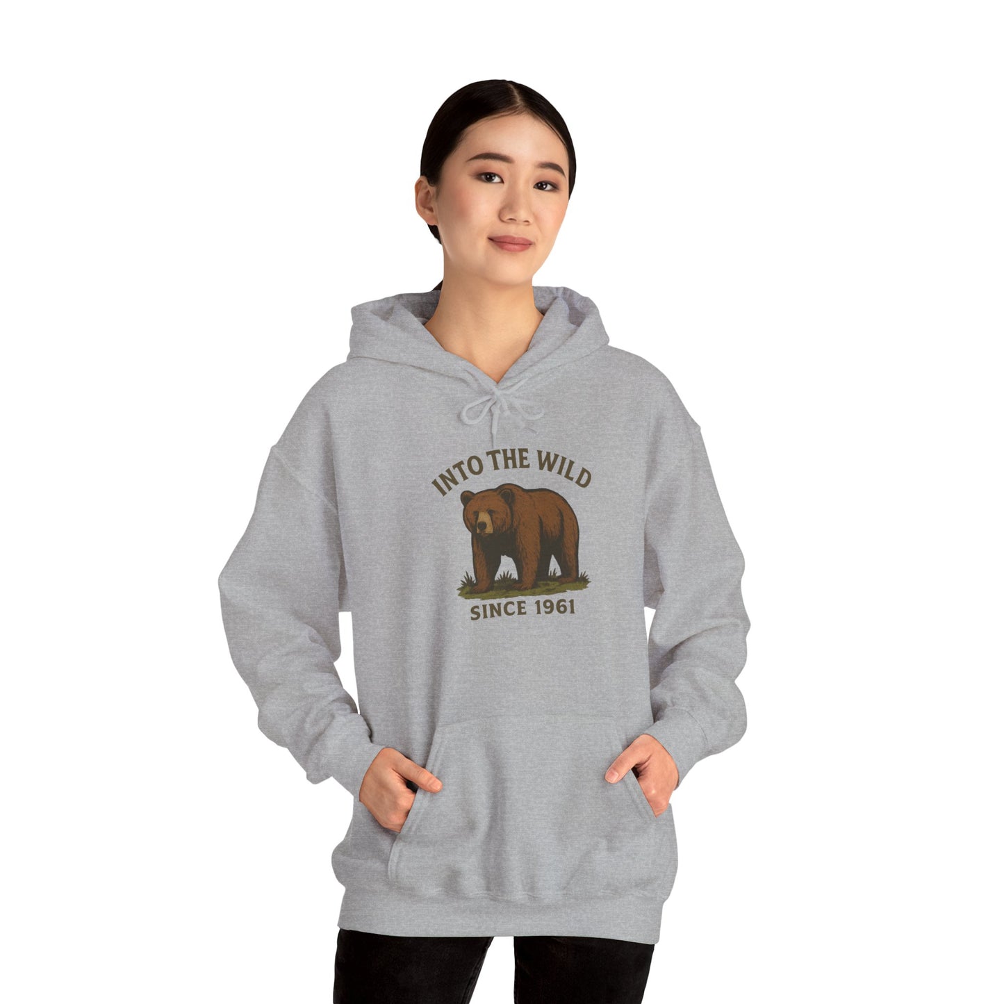 Into the Wild Bear Hoodie - Cozy Unisex Sweatshirt for Nature Lovers, Perfect Gift for Outdoor Adventures, Camping, and Wildlife Enthusiasts