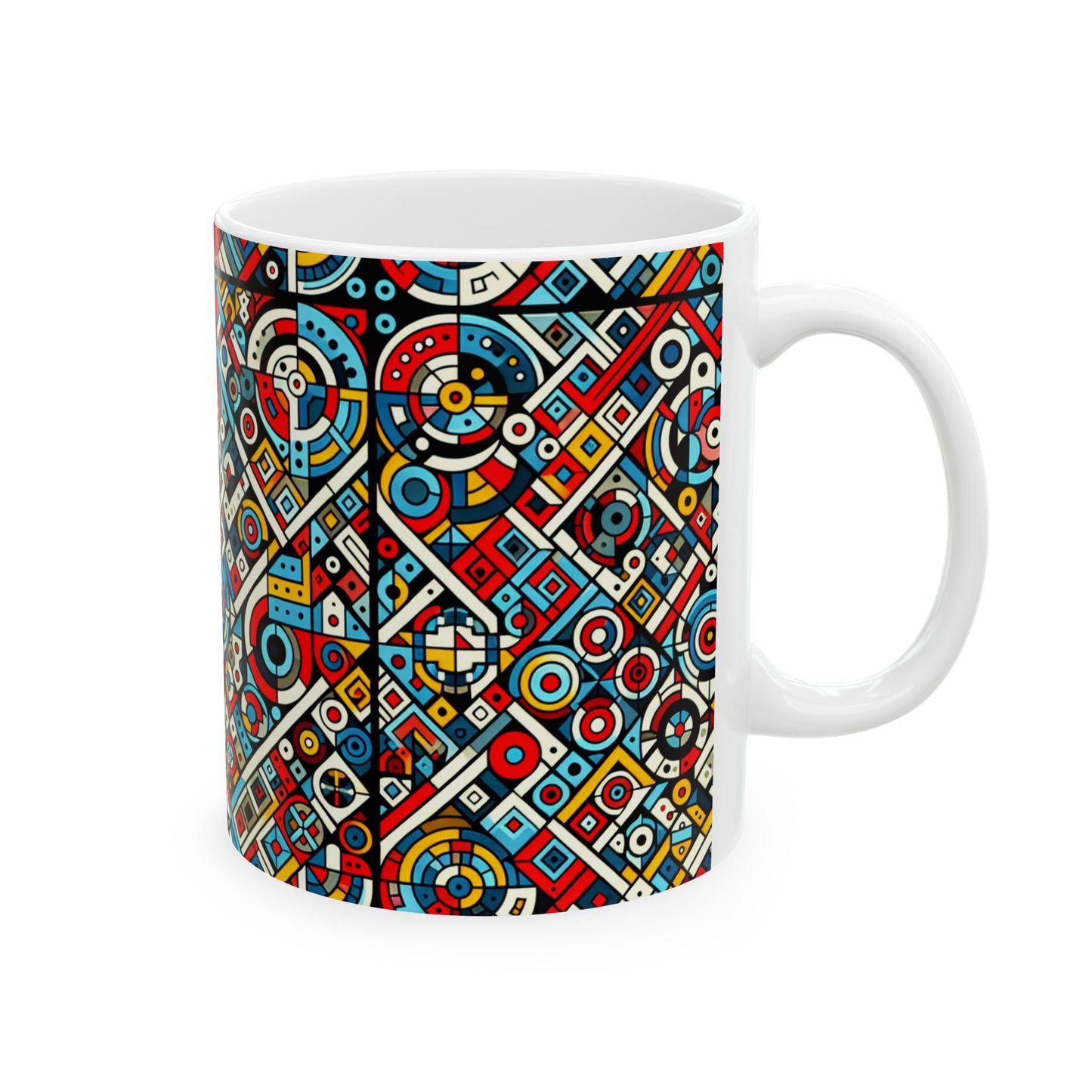 Vibrant Geometric Ceramic Mug - Colorful Coffee Cup, Unique Gift, Home Decor, Art Lover Present, Bold Drinkware