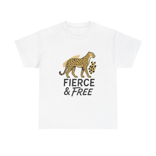 Fierce & Free Graphic Tee, Unisex Cotton T-Shirt, Wild Animal Shirt, Casual Wear, Gift for Animal Lovers, Inspirational Fashion
