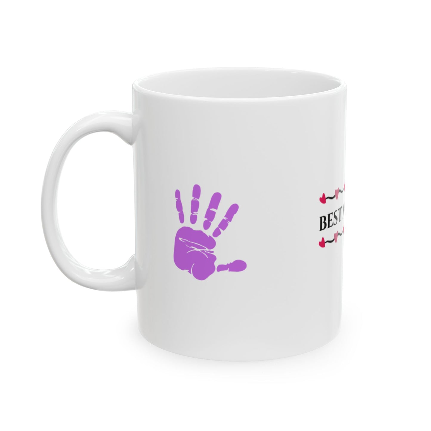 Best Mom Ever Ceramic Mug | Heartwarming Gift for Mothers | Handprint Design Mug | Perfect for Mom's Day, Birthdays, or Just Because