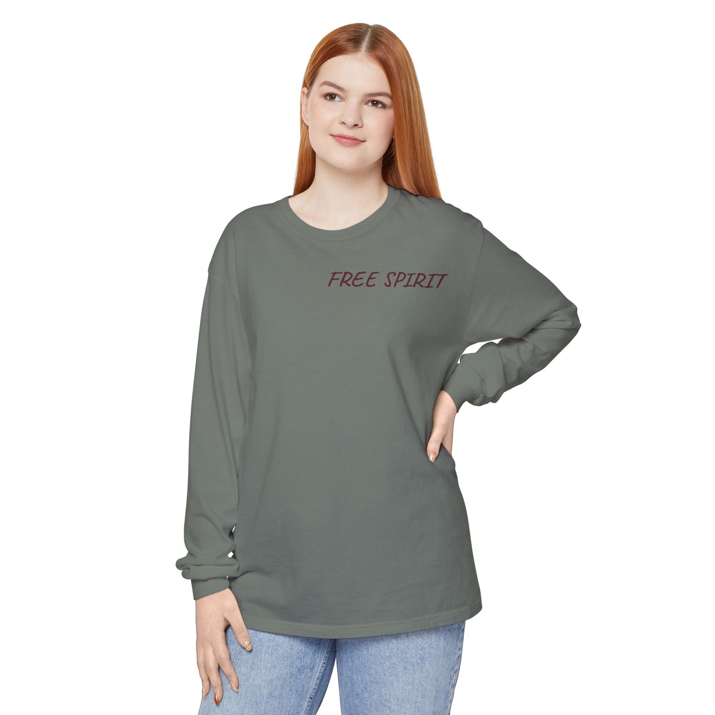 Free Spirit Butterfly Long Sleeve T-Shirt | Boho Aesthetic Tee, Gift for Nature Lovers, Relaxed Fit Top, Spring Style, Perfect for Festivals
