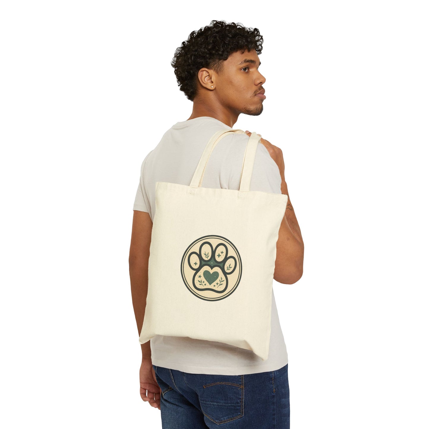 Paw-sitive Vibes Cotton Canvas Tote Bag | Dog Lover Gift, Eco-Friendly Shopper, Sustainable Bag, Pet Adoption Fundraiser, Cute Animal Tote