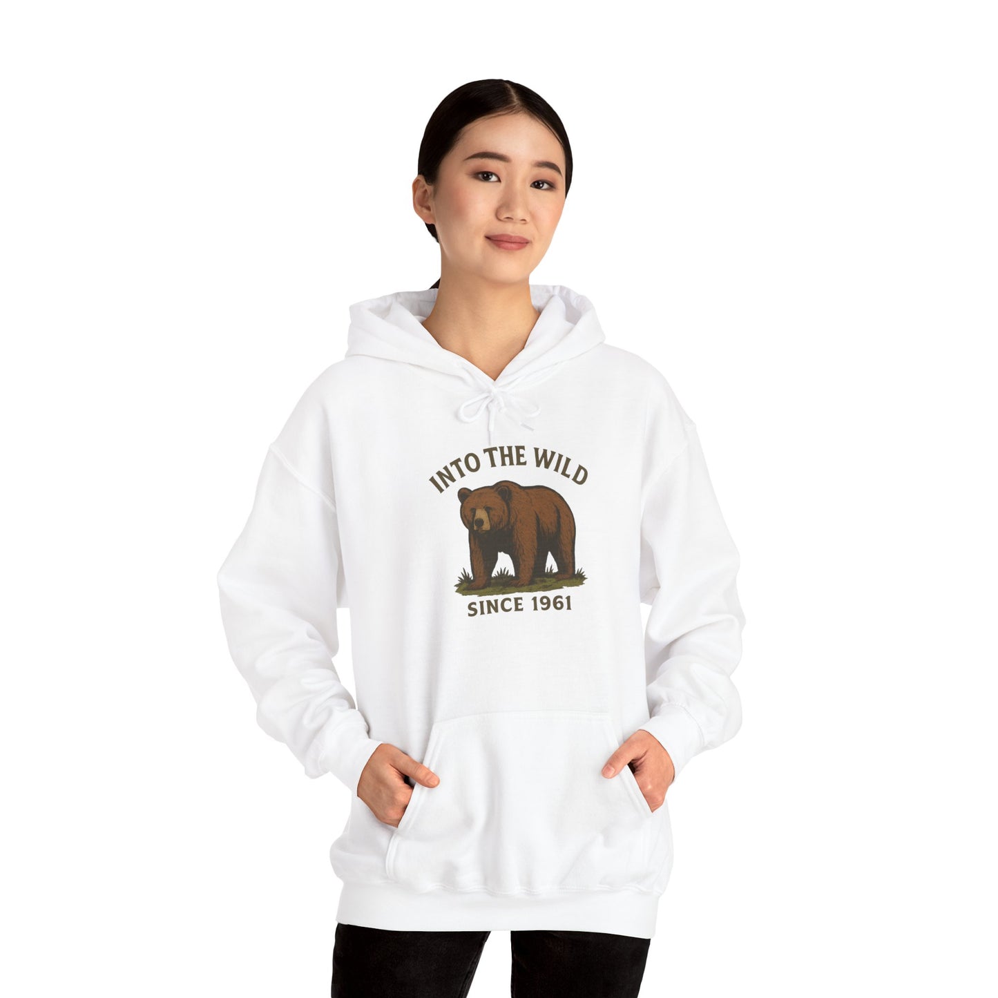 Into the Wild Bear Hoodie - Cozy Unisex Sweatshirt for Nature Lovers, Perfect Gift for Outdoor Adventures, Camping, and Wildlife Enthusiasts