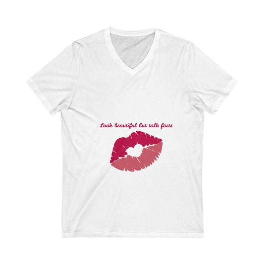 Beautiful but Factful V-Neck Tee, Funny Tee, Casual Wear, Gift for Friends, Modern Style, Unique Shirt